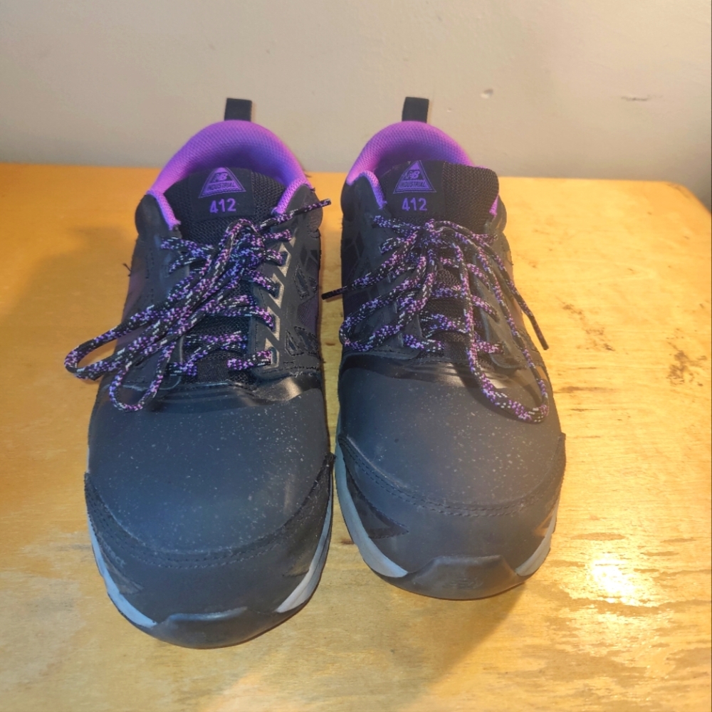 New Balance 412v1 Alloy Toe Work Shoes Women's 10.5 Black Purple Steel Toe